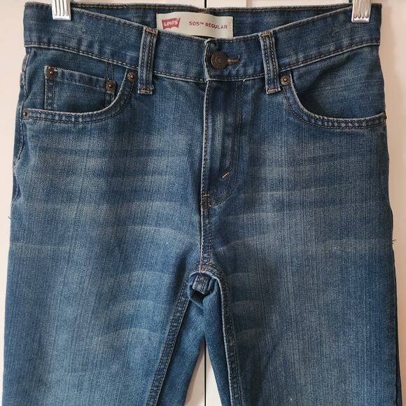 Levi's 505 Dark Wash Youth Denim Jean Pants Size Regular 12 26X26 - Picture 3 of 6